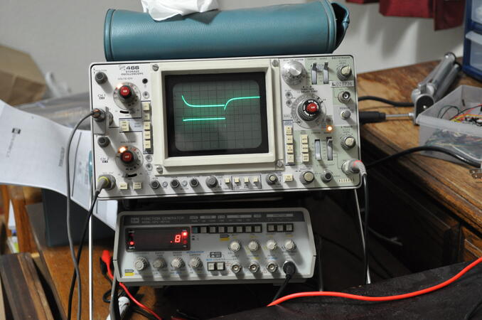 The oscilloscope and function generator was in a convenient position.