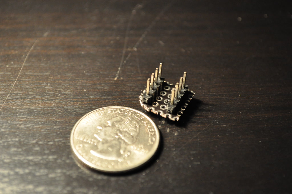 The soldered header pins